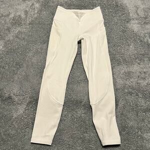 Lululemon Leggings Womens 4 Mind Over Miles Crop Activewear Workout Pants White